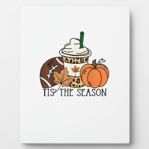 Tis The Season Pumpkin Thanksgiving Football Minim Plaque