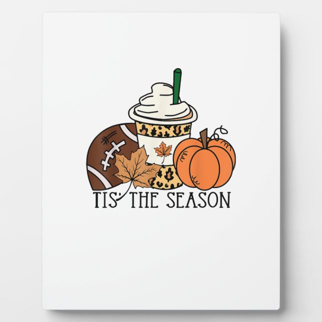Tis The Season Pumpkin Thanksgiving Football Minim Plaque (Front)