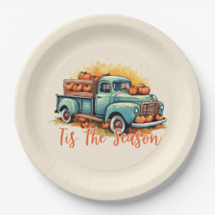 'Tis The Season Pumpkin Truck Paper Plate