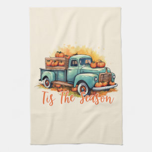 'Tis The Season Pumpkin Truck Tea Towel