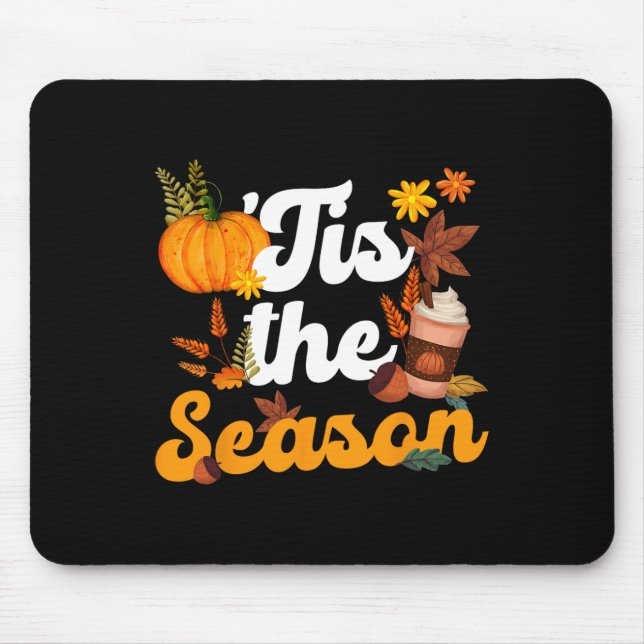 Tis the Season Pumpkins Spice Fall Autumn Leaves M Mouse Pad (Front)