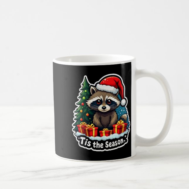 Tis The Season Racoon Christmas Tree Festive Xmas  Coffee Mug (Right)