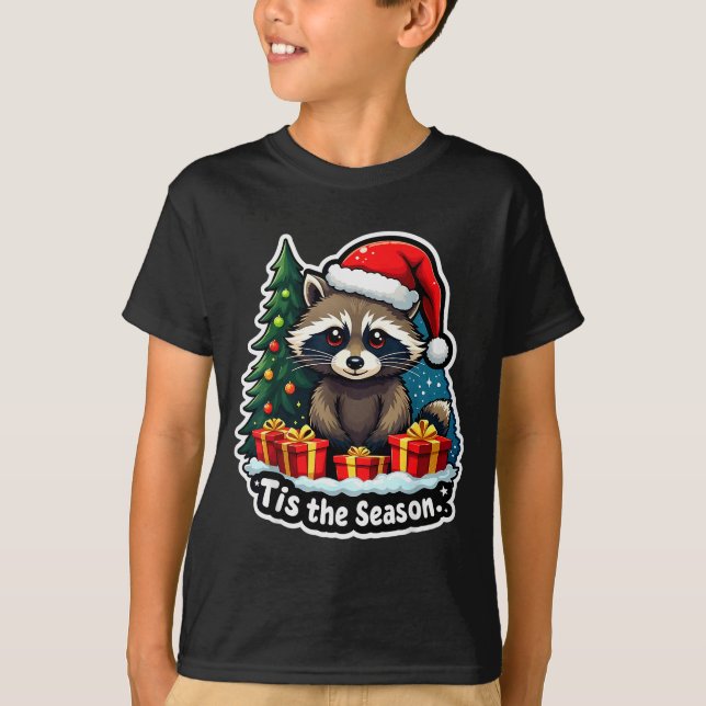 Tis The Season Racoon Christmas Tree Festive Xmas  T-Shirt (Front)
