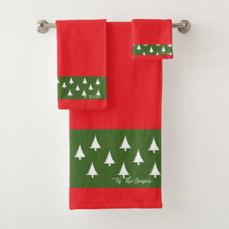 'Tis The Season Red Bath Towel Set