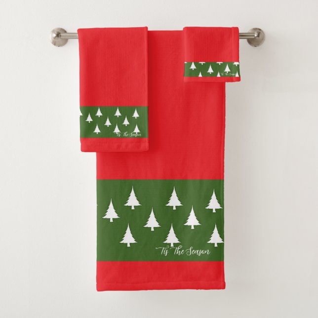 'Tis The Season Red  Bath Towel Set (Insitu)