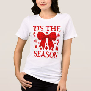 Tis the Season Red Gingham Bow Christmas Shirt
