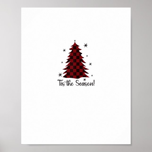 Tis The Season Red Plaid Christmas Tree Poster (Front)