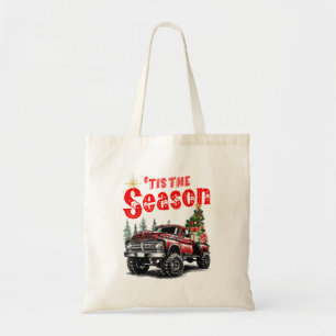 Tis The Season Red Truck Christmas Tree Holiday Xm Tote Bag