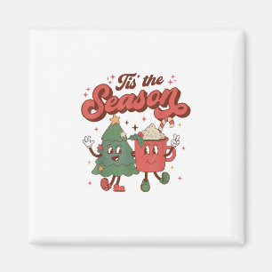 Tis The Season Retro Christmas 70s 80s Vintage Gro Magnet