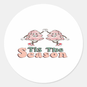 Tis The Season Retro Groovy Christmas Vintage Chri Classic Round Sticker