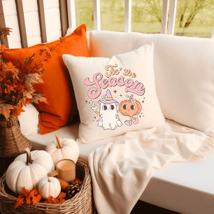 Tis the Season Retro Groovy Halloween Cushion