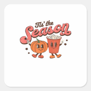 Tis The Season Retro Halloween Fall Party Vintage  Square Sticker