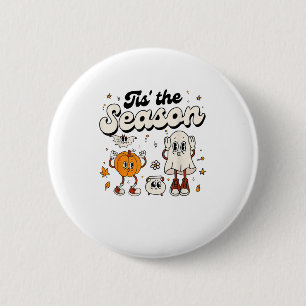 Tis The Season Retro Halloween Party Funny Boo Pum 6 Cm Round Badge
