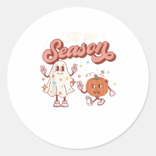 Tis The Season Retro Halloween Party Funny Graphic Classic Round Sticker