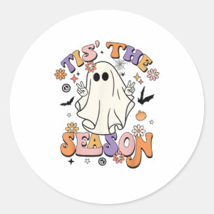 Tis The Season Retro Halloween Party Funny Minimal Classic Round Sticker