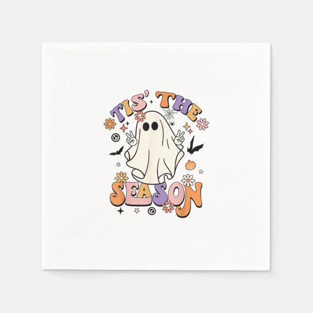 Tis The Season Retro Halloween Party Funny Minimal Napkin (Front)
