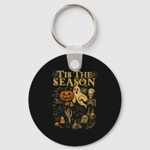 Tis The Season Retro Halloween Soky Season Fall Bo Key Ring