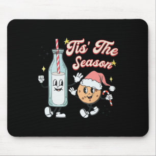 Tis The Season Retro Milk And Cookie Christmas Mouse Pad
