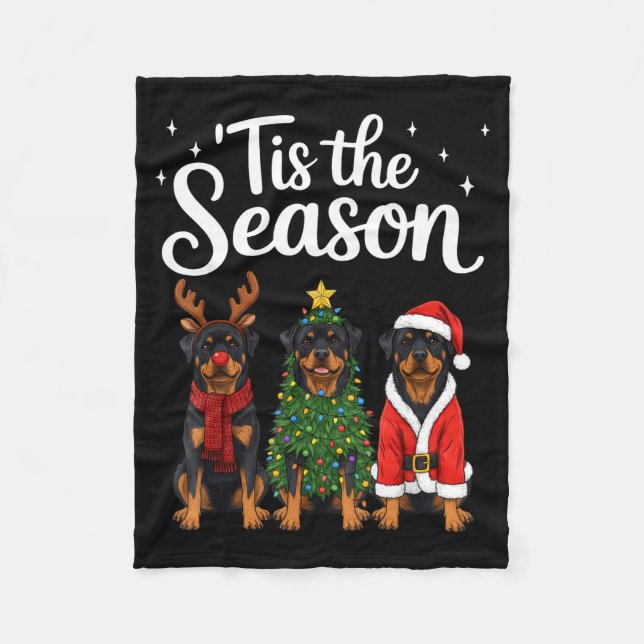 Tis The Season Rottweiler Christmas Santa Rottie D Fleece Blanket (Front)