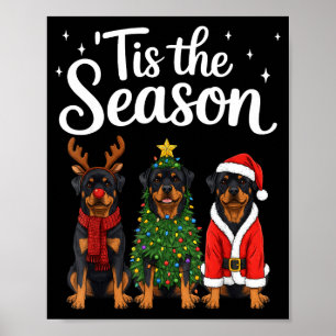 Tis The Season Rottweiler Christmas Santa Rottie D Poster