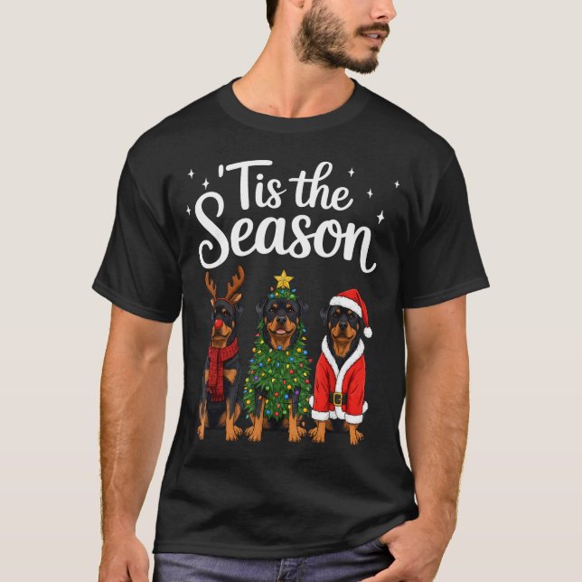 Tis The Season Rottweiler Christmas Santa Rottie D T-Shirt (Front)