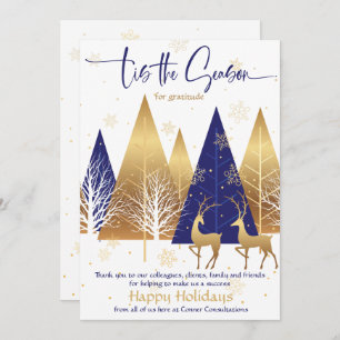 'Tis the Season Royal Blue Gold Business Xmas Invitation