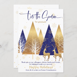 'Tis the Season Royal Blue Gold Business Xmas Invitation