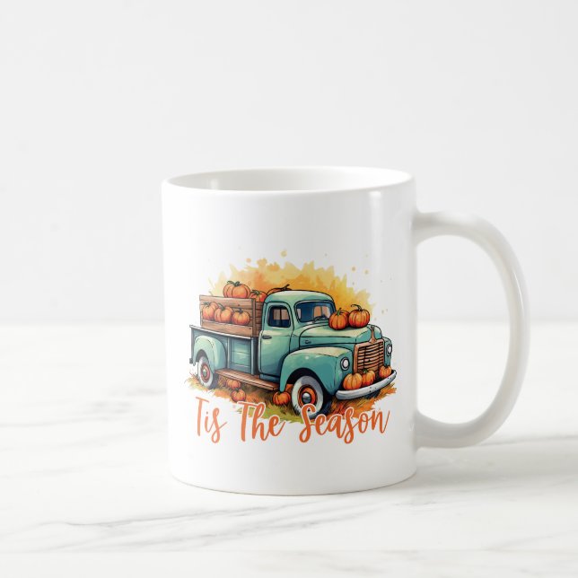 'Tis The Season – Rustic Truck with Pumpkins Coffee Mug (Right)