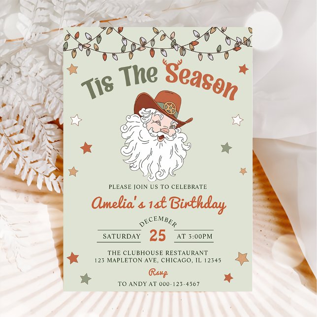 Tis The Season Santa Christmas Birthday Party Invitation (Creator Uploaded)