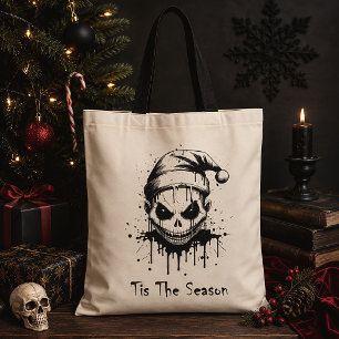 Tis The Season Santa Skull Gothic Christmas Tote Bag