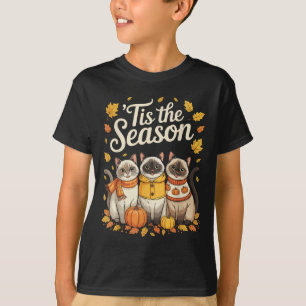 Tis The Season Siamese Cat Fall Autumn Pumpkin T-Shirt