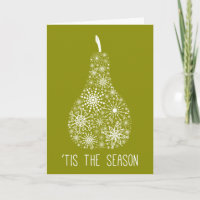 Tis the Season Snowflake Pear on Avocado Green