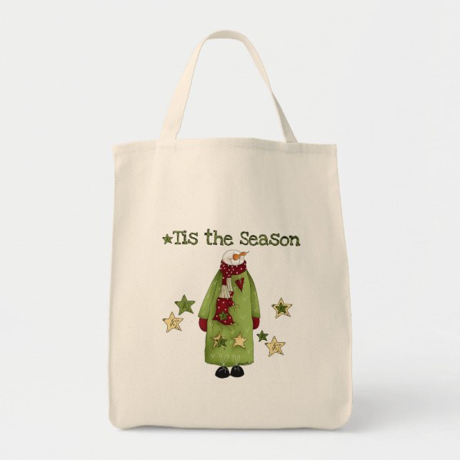 Tis the Season Snowman T-shirts and Gifts Tote Bag (Front)