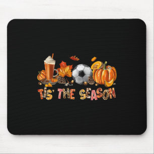 Tis The Season Soccer Pumpkin Spice Fall Leaves Mouse Pad