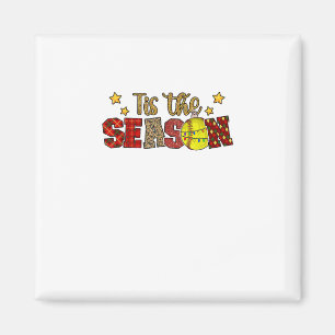 Tis The Season Softball Christmas Softball Player  Magnet