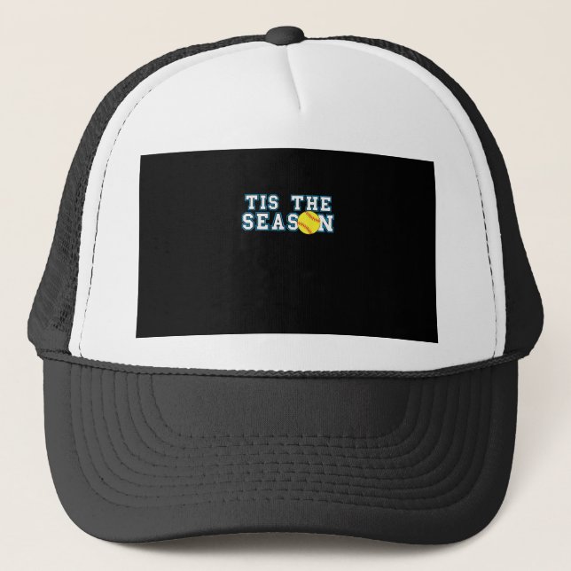 Tis The Season Softball Coach Creative Casual Trucker Hat (Front)