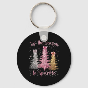 Tis The Season Sparkle Christmas Tree Xmas Women G Key Ring