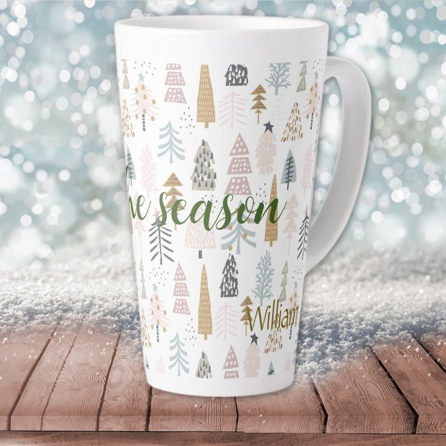 'tis the season | Subtle Name, Winter Trees 17oz  Latte Mug (Creator Uploaded)