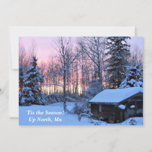 'Tis the Season Sunset Cottage Winter Holidays Holiday Card