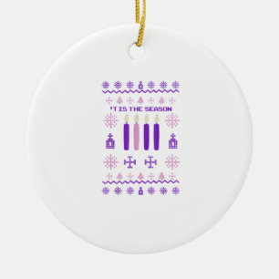 Tis The Season Sweater Christmas Xmas Catholic Ceramic Ornament