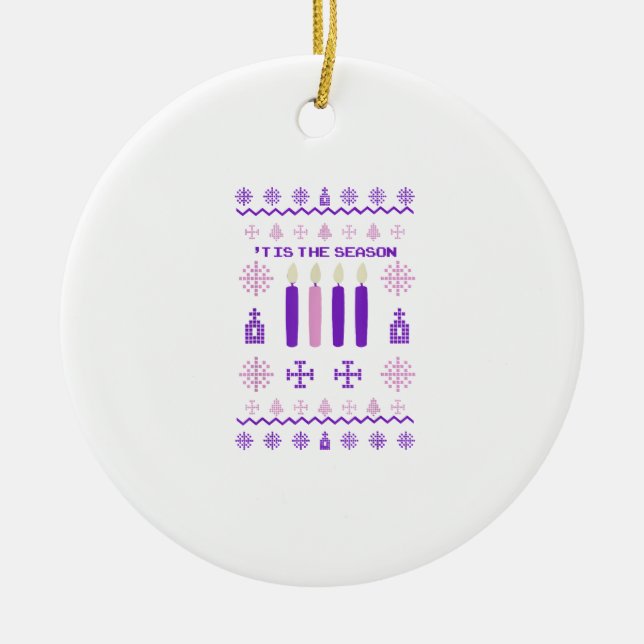 Tis The Season Sweater Christmas Xmas Catholic Ceramic Ornament (Front)