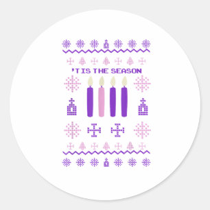 Tis The Season Sweater Christmas Xmas Catholic Classic Round Sticker