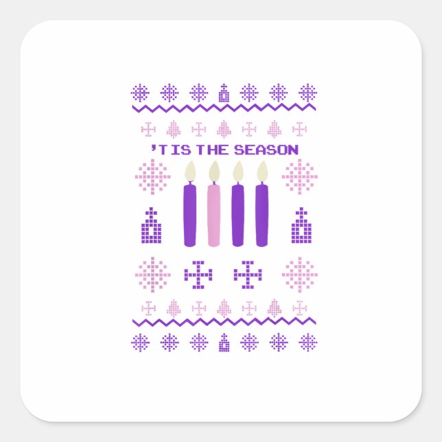 Tis The Season Sweater Christmas Xmas Catholic Square Sticker (Front)