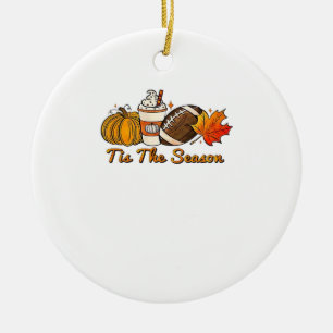 Tis The Season Thanksgiving Leaf Spice Football Fa Ceramic Ornament