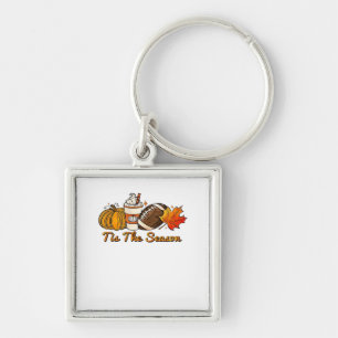 Tis The Season Thanksgiving Leaf Spice Football Fa Key Ring