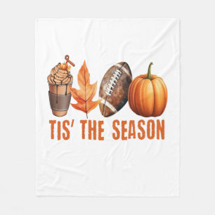 Tis The Season Thanksgiving Pumpkin Fleece Blanket