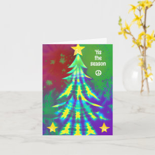 'tis the season tie dye Christmas tree Hippie Card