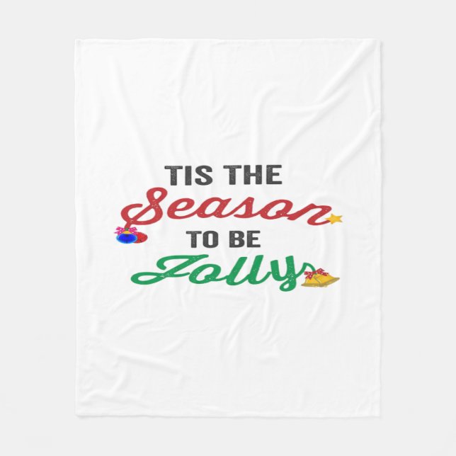 Tis The Season To Be Careful Classic Stickers Fleece Blanket (Front)