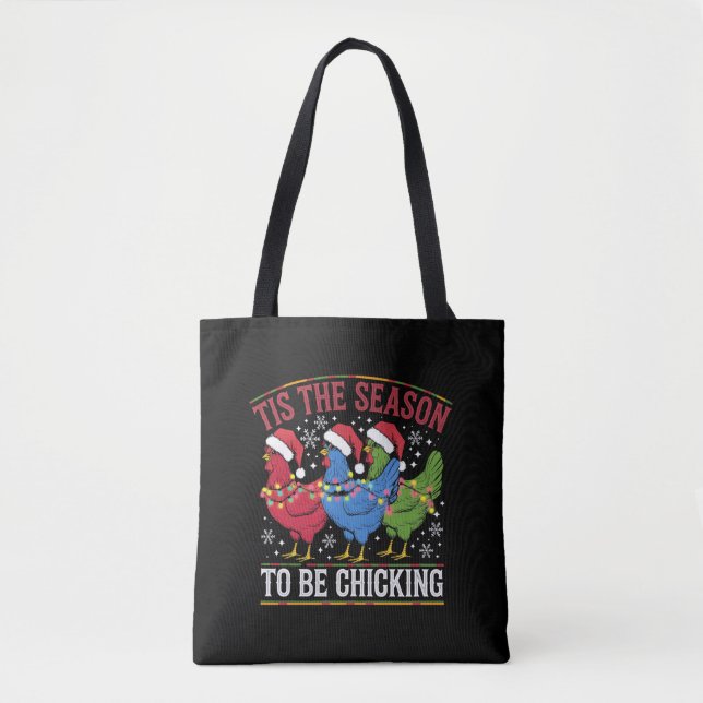 Tis The Season To Be Chicking Xmas Chicken Western Tote Bag (Front)