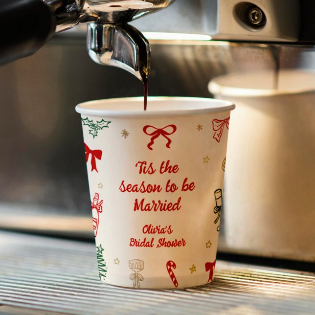 Tis the Season to Be Christmas Bridal Shower  Paper Cups (Creator Uploaded)